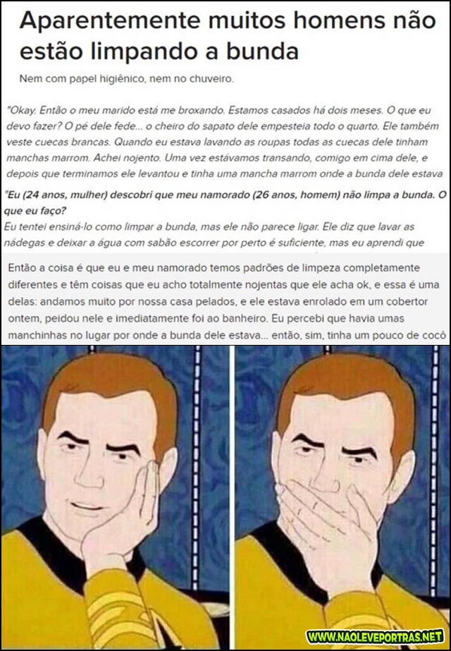 homens não estão se limpando
